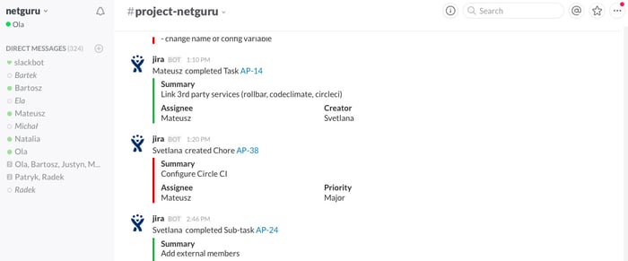 Jira's integration with Slack