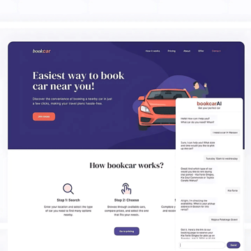 Screenshot of a bookcar website AI sales assistant in use